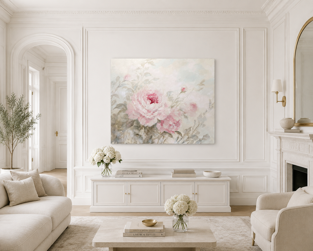 Peonies in the Mist | Original Pink Peony Painting | Debi Coules