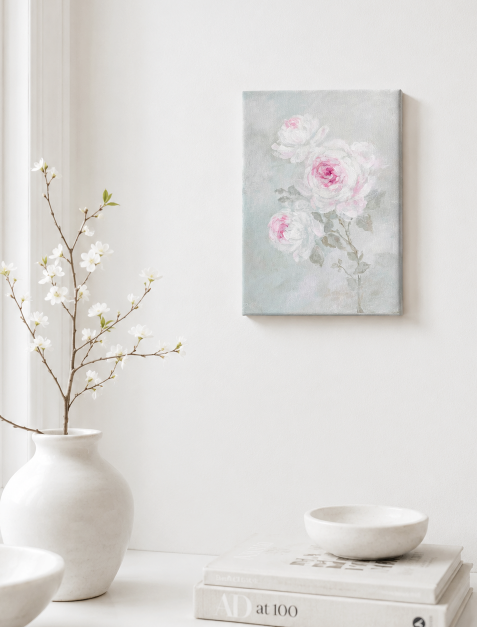 Softly Remembered | Original Rose Painting | Wall Art | Whispers in the Garden Collection