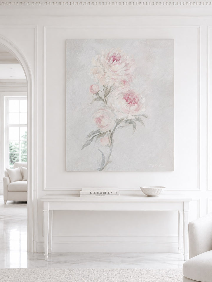 Fading into Light – Soft Pink Peony Floral Art Print | Romantic Cottagecore Wall Art | Canvas or Paper Print