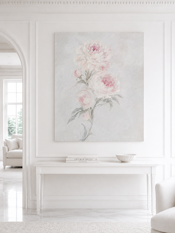 Fading into Light – Soft Pink Peony Floral Art Print | Romantic Cottagecore Wall Art | Canvas or Paper Print