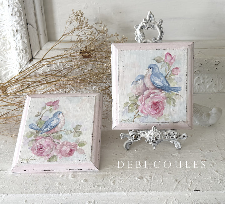 Bluebird and Roses Vintage Plaque | Original Hand-Painted Art