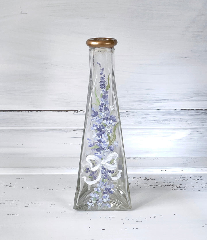 Shabby Chic Vintage Bottle Budvase  French Lavender Flowers by Debi Coules