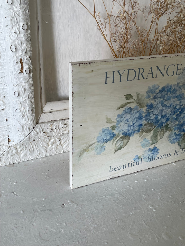 "Hydrangea Farms" Cottage Sign - Giclee Wood Sign Reminiscent of the French Country Farmhouse|NOT MDF