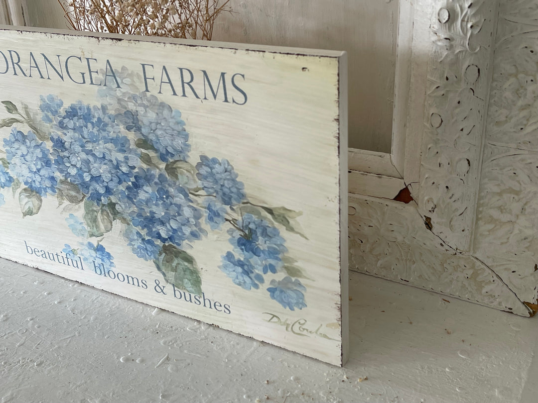 "Hydrangea Farms" Cottage Sign - Giclee Wood Sign Reminiscent of the French Country Farmhouse|NOT MDF