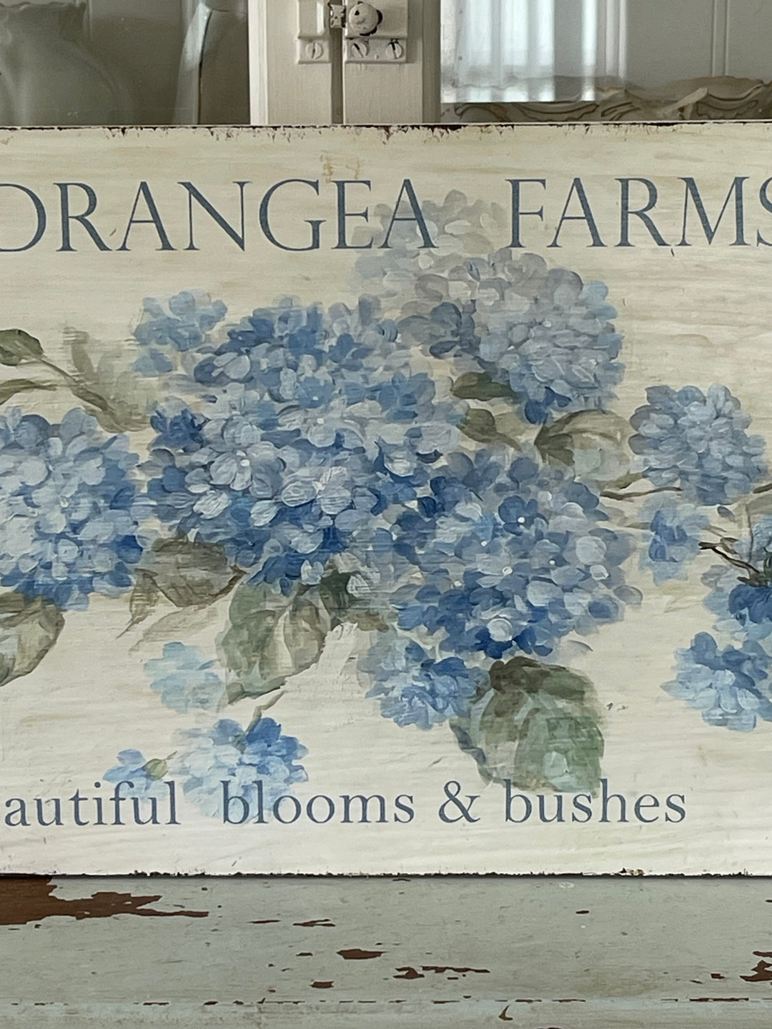 "Hydrangea Farms" Cottage Sign - Giclee Wood Sign Reminiscent of the French Country Farmhouse|NOT MDF