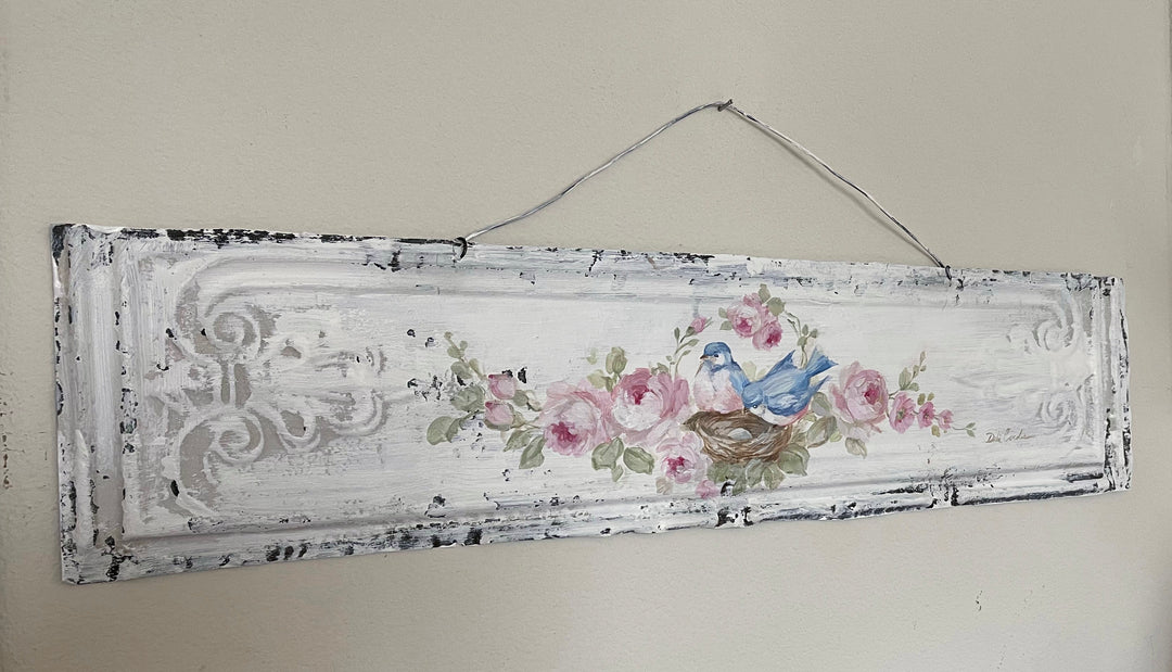 Shabby Chic Antique Bluebird Roses Nest Ceiling Tin Romantic Original by Debi Coules