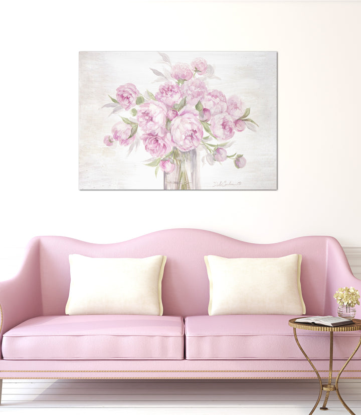"Peonies In Pink" Shabby Chic Canvas Giclée Print by Debi Coules