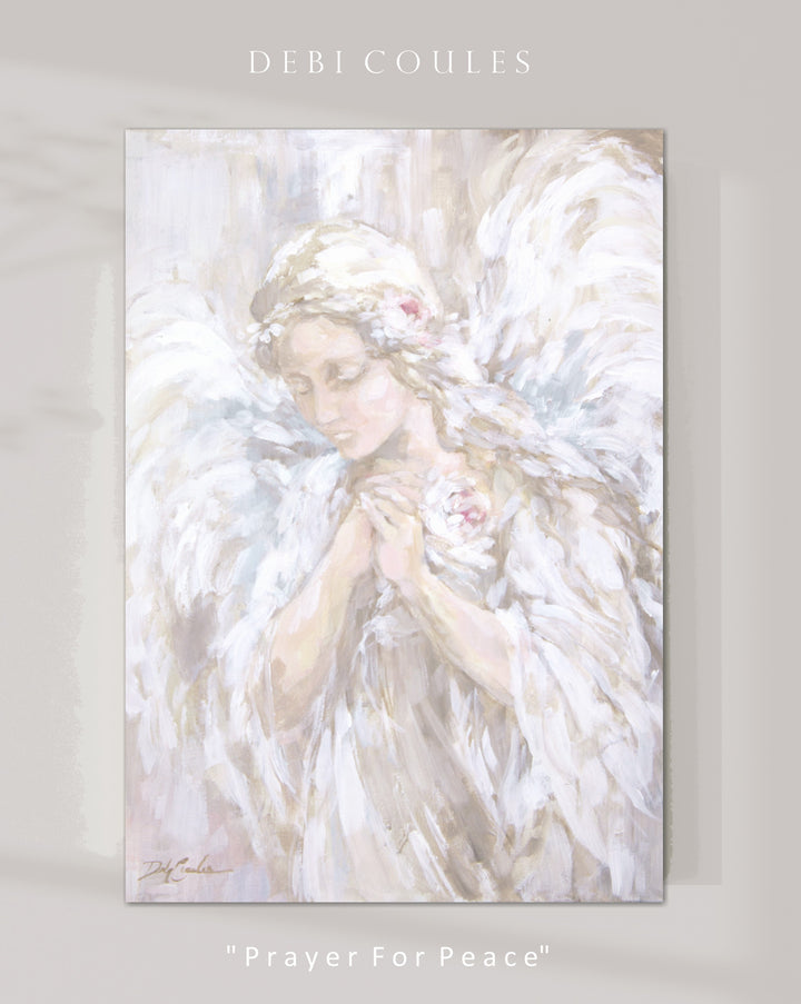 "Prayer For Peace" Angel Canvas Print by Debi Coules