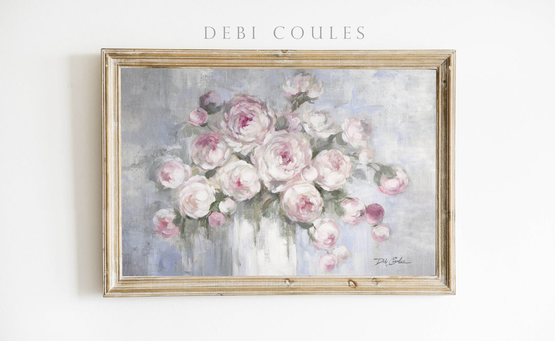 "Peonies in White Vase" Fine Art Paper Print by Debi Coules