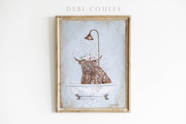 "Bull in a Tub" Fine Art Paper Print by Debi Coules