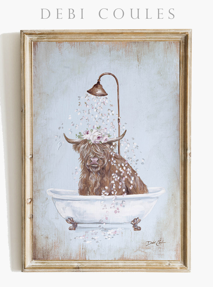 "Bull in a Tub" Fine Art Paper Print by Debi Coules