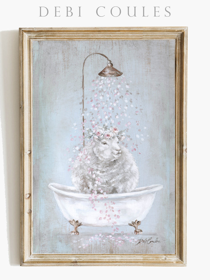 "Sheep in a Tub" Fine Art Paper Print by Debi Coules