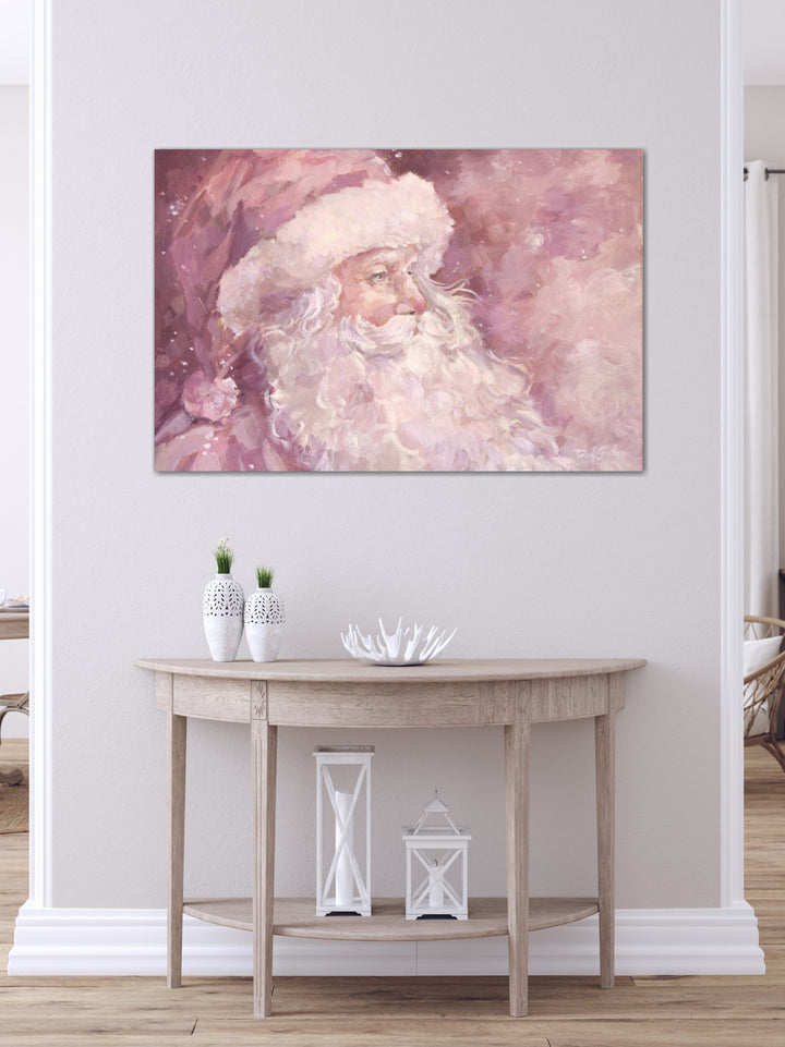 "Starlite Santa" Pink Santa Holiday Canvas Print