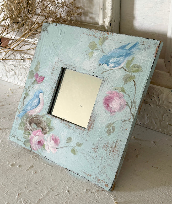 Vintage Bluebird &amp; Roses Shabby Chic Mirror