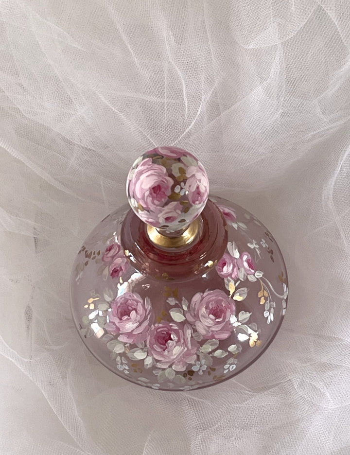 Shabby French Chic Romantic Vintage Perfume Bottle Pink Roses by Debi Coules