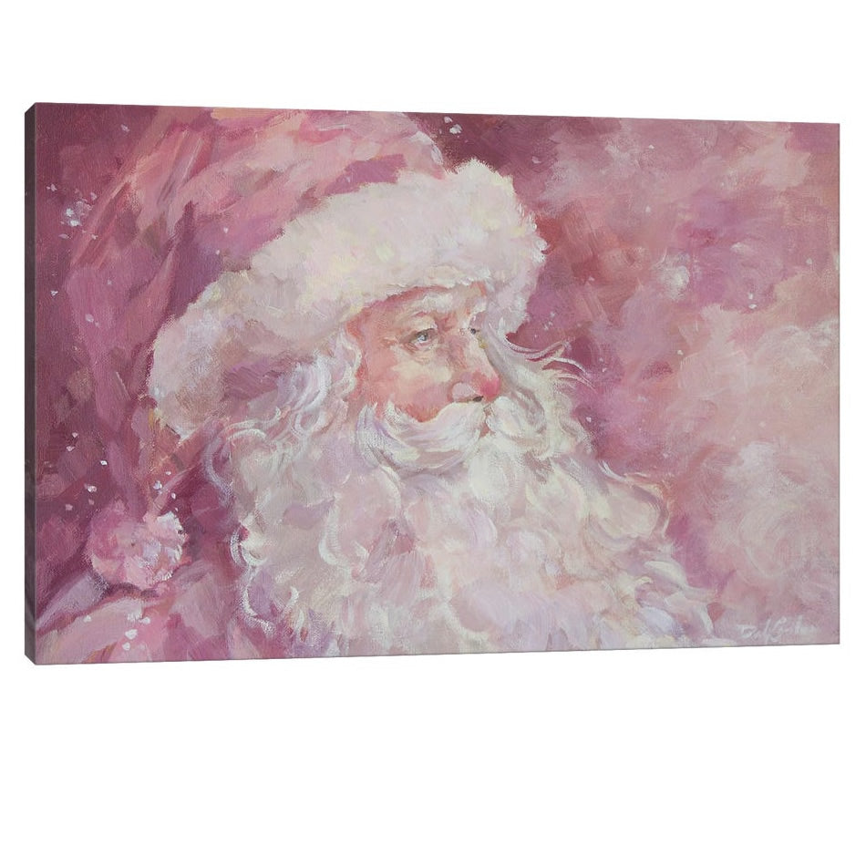 "Starlite Santa" Pink Santa Holiday Canvas Print