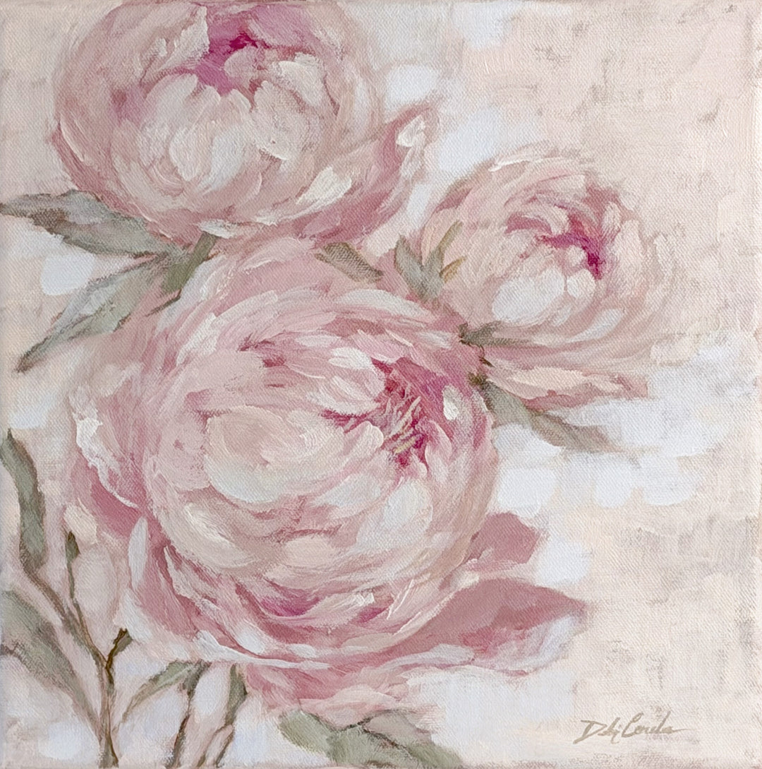 A Secret Kept in Bloom | Original Pink Peony Painting |  Floral Wall Art | Whispers in the Garden Collection