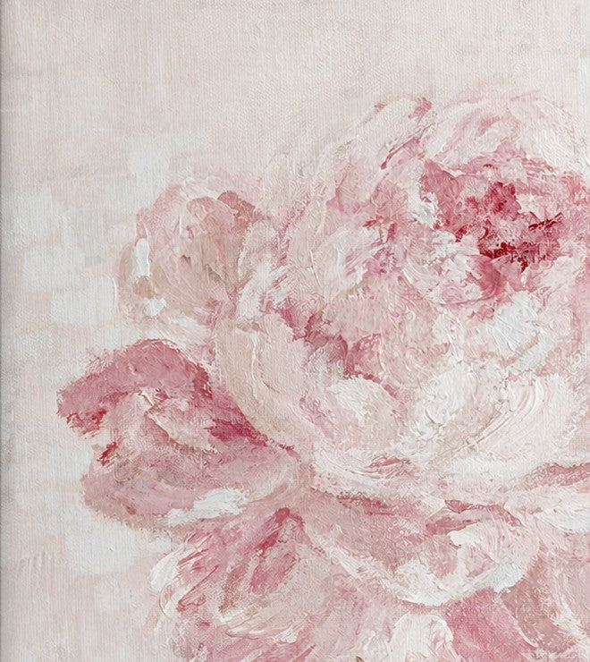 Close up of artistic depiction of pink flower on a textured beige background