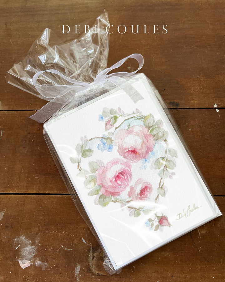 Roses Heart Greeting Card Set by Debi Coules