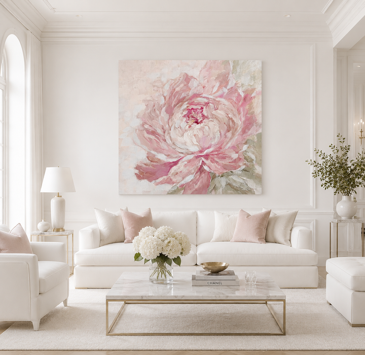 Canvas Print "Softly Unfolding" - Peony Artwork by Debi Coules