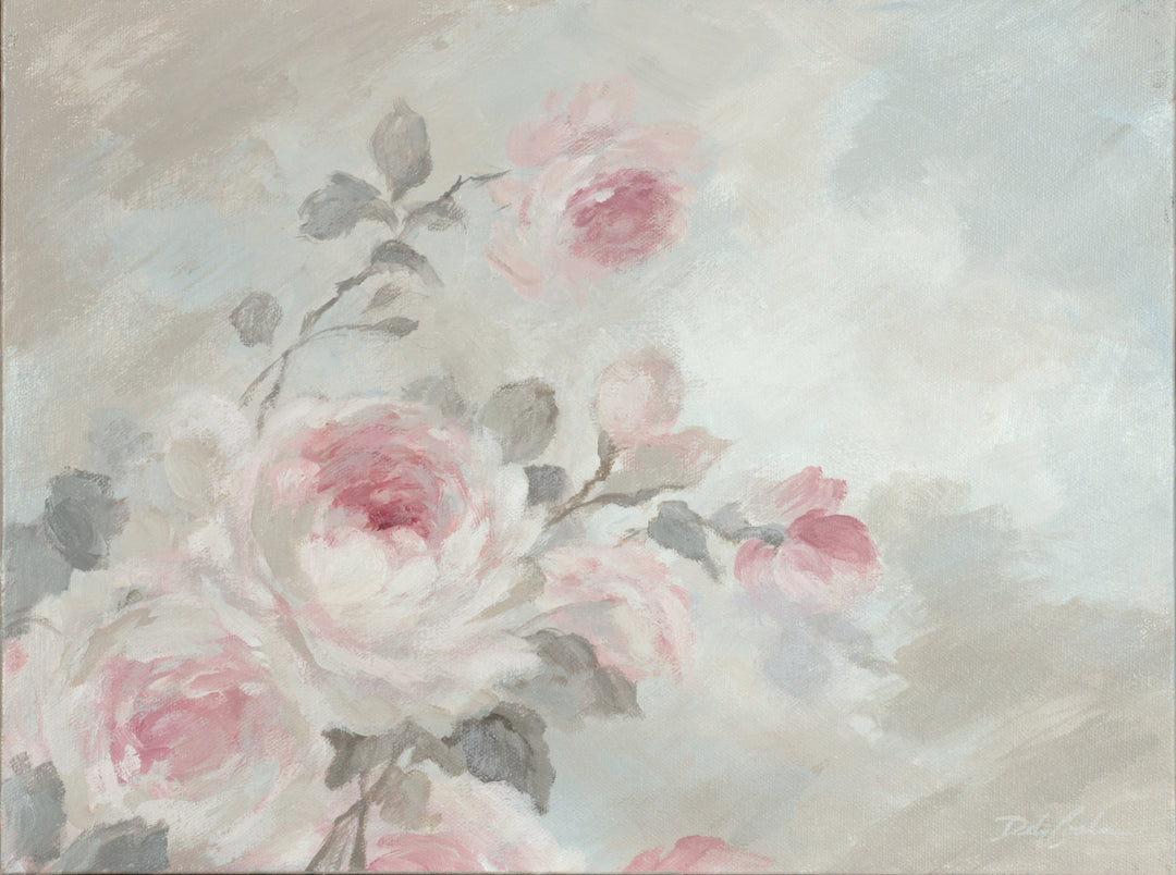 Whispers on the Morning Air – Blush Pink Rose Floral Art Print | Romantic Cottagecore Wall Art | Canvas or Paper Print