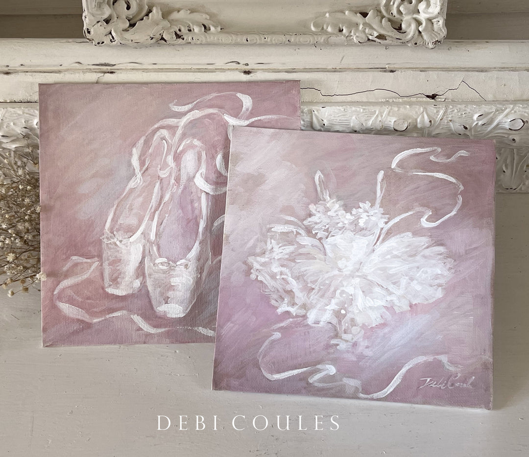 Shabby Chic" Ballet Shoes" Original Canvas Painting by Debi Coules