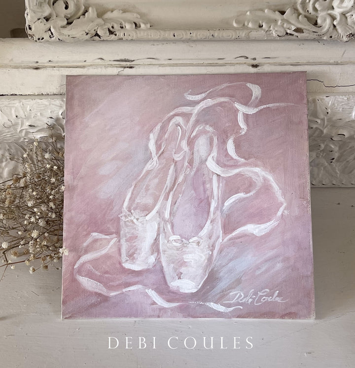 Shabby Chic" Ballet Shoes" Original Canvas Painting by Debi Coules