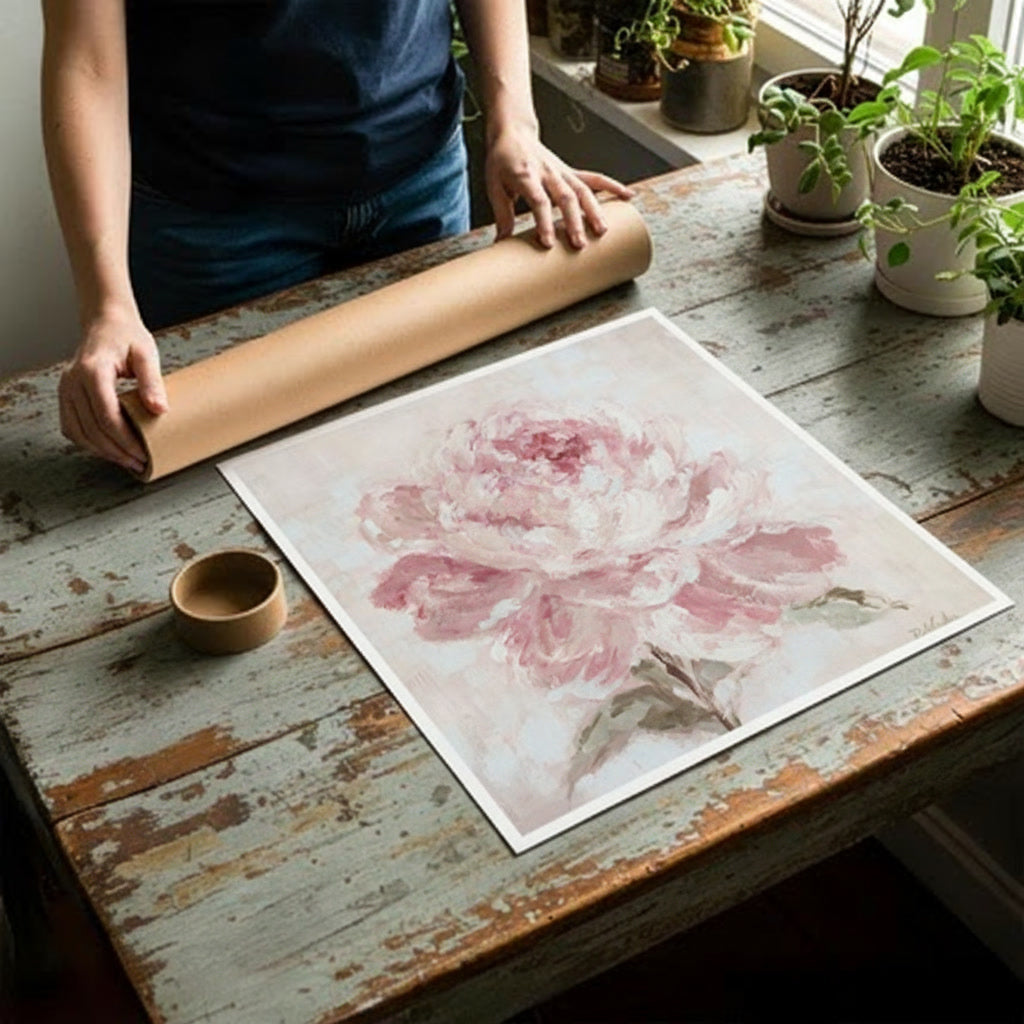 Blush of Morning | Original Pink Peony Painting | Floral Wall Art | Cottage Chic Décor-Whispers in the Garden Collection