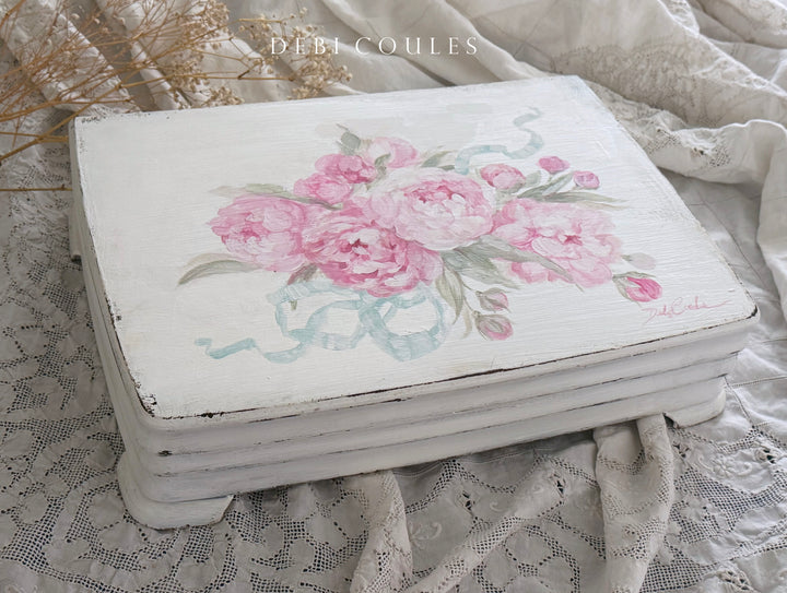 Original Hand-Painted Vintage Peony Box | Debi Coules