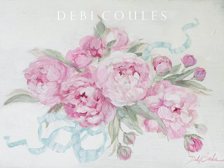 Original Hand-Painted Vintage Peony Box | Debi Coules