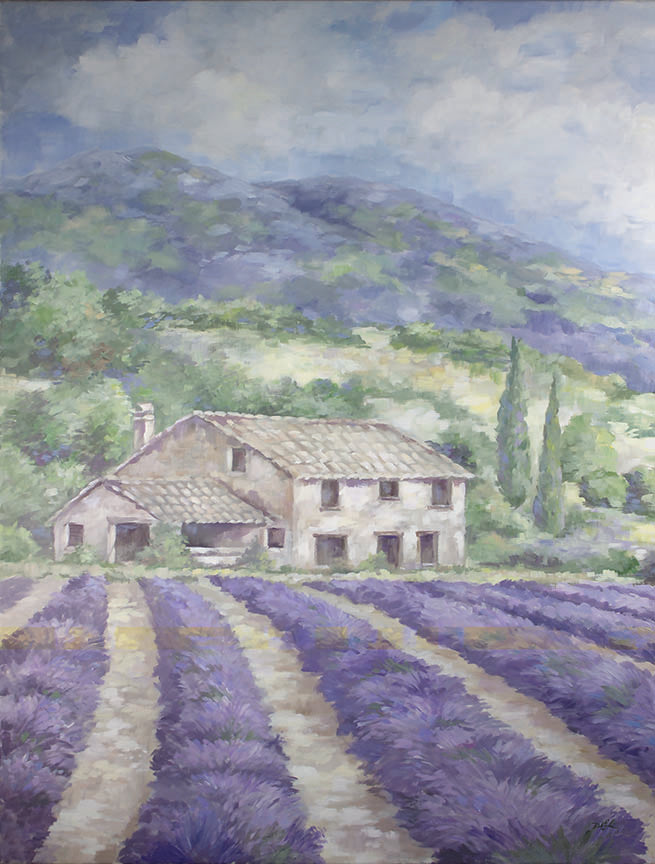 "French Lavender Fields" - Cottage Artwork by Debi Coules