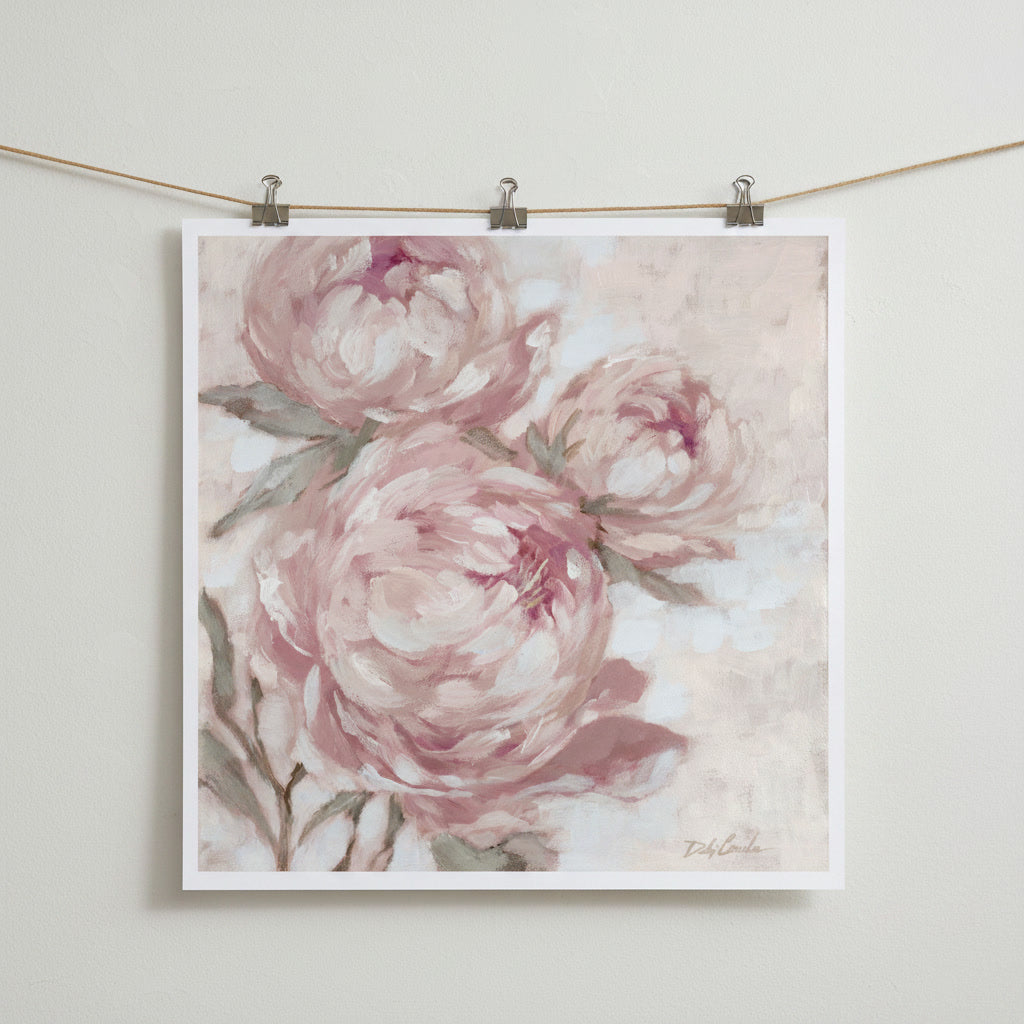 "A Secret Kept in Bloom" – Romantic Blush Pink Peony Wall Art