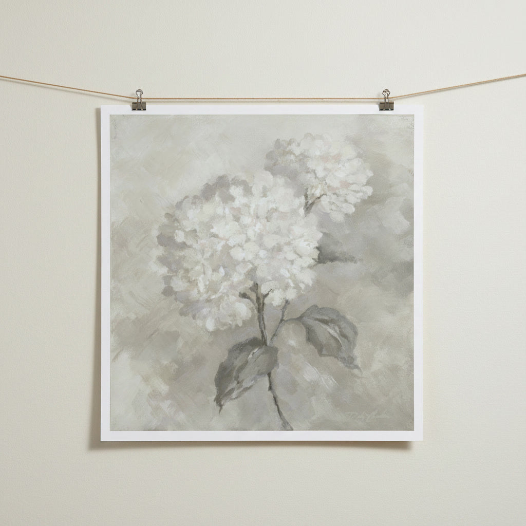 "Silent Blooms" -  Hydrangea Canvas Print | Romantic Floral Wall Art | Shabby Chic Cottagecore French Country Decor