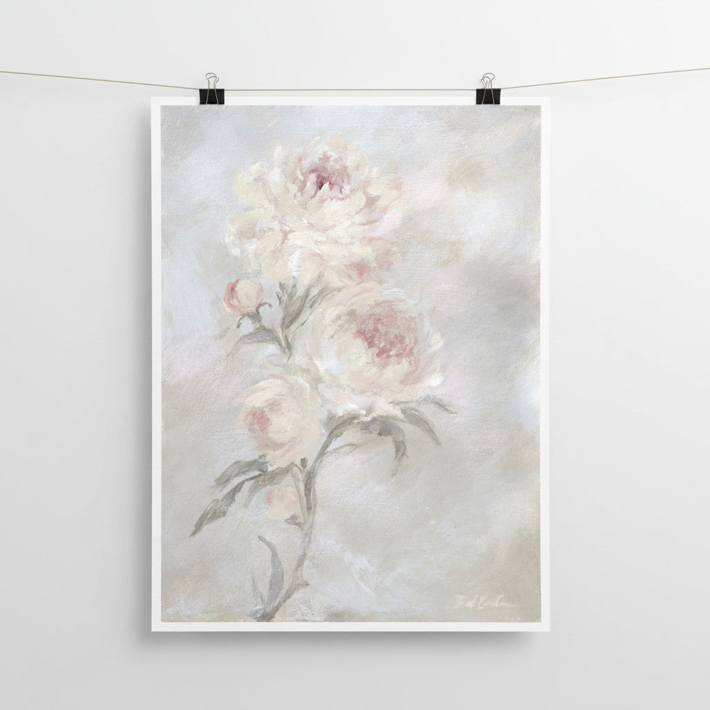 Fading into Light – Soft Pink Peony Floral Art Print | Romantic Cottagecore Wall Art | Canvas or Paper Print