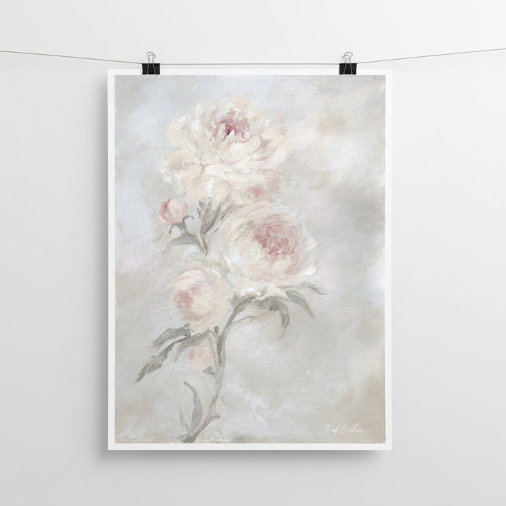 Fading into Light – Soft Pink Peony Floral Art Print | Romantic Cottagecore Wall Art | Canvas or Paper Print