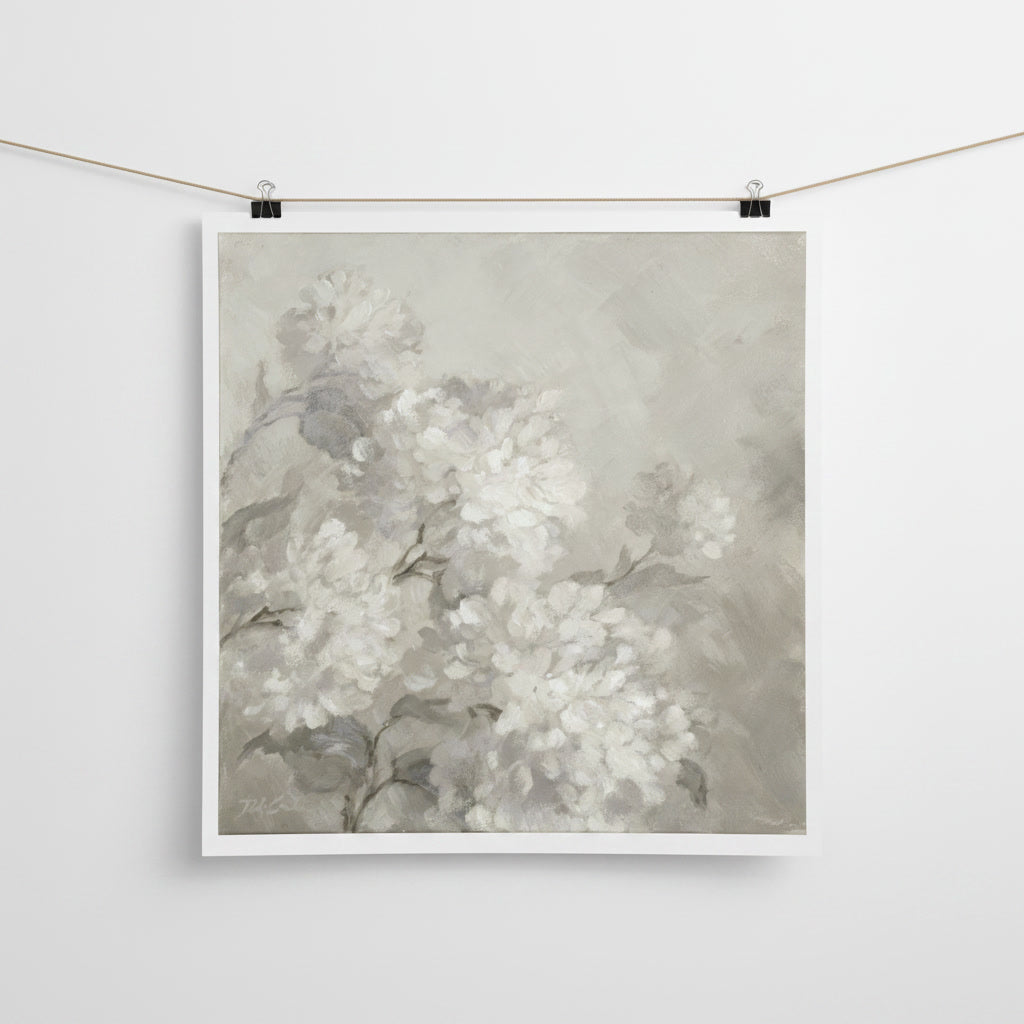 "A Quiet Gathering" - Hydrangea Canvas Print | Soft Impressionist Floral | Timeless Cottage & French Country Wall Art