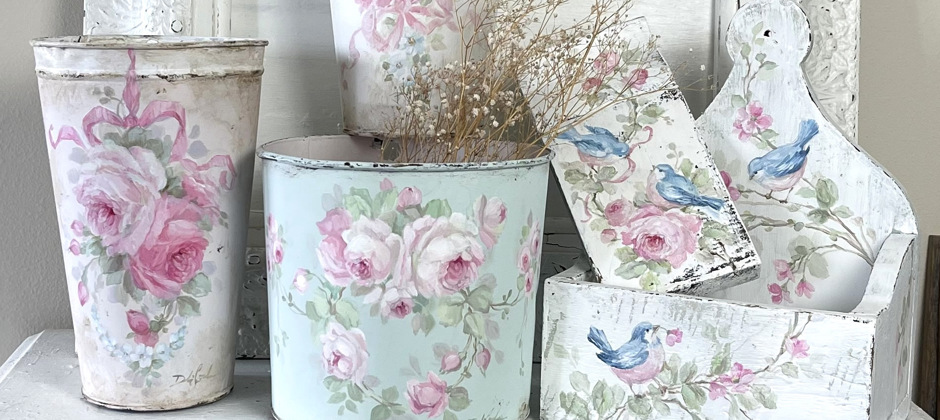Hand painted vintage decor