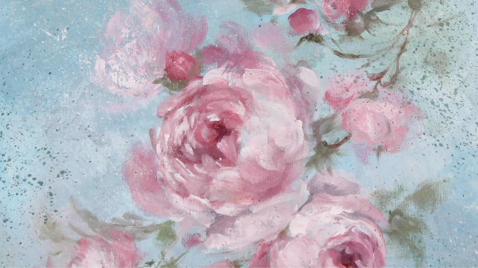 Closeup of Debi Coules Pink Rose Painting