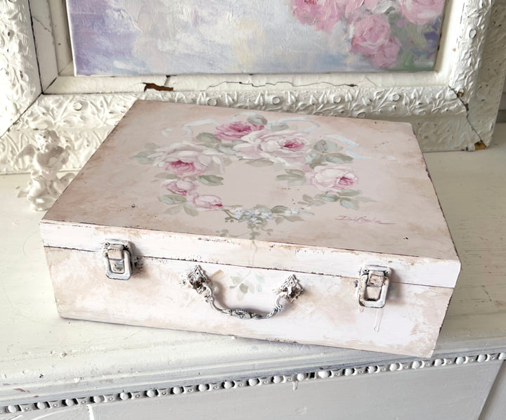 Shabby Chic Vintage Style  Keepsake Box Hand Painted Roses  Original by Debi Coules
