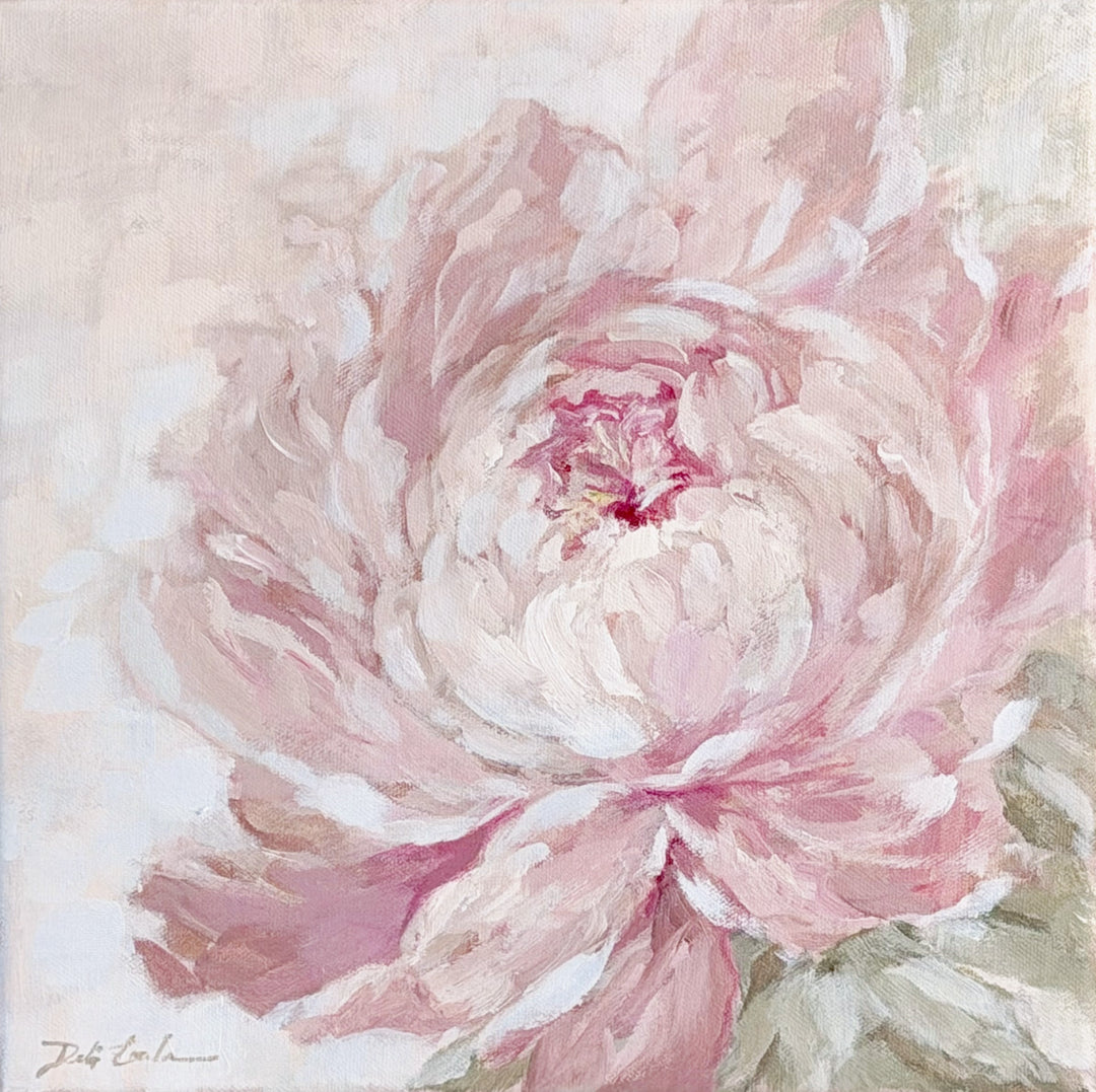 Softly Unfolding | Original Pink Peony Painting | Floral Wall Art | Shabby Chic Cottage Décor-Whispers in the Garden