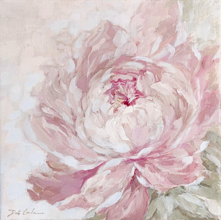 Softly Unfolding | Original Pink Peony Painting | Floral Wall Art | Shabby Chic Cottage Décor-Whispers in the Garden