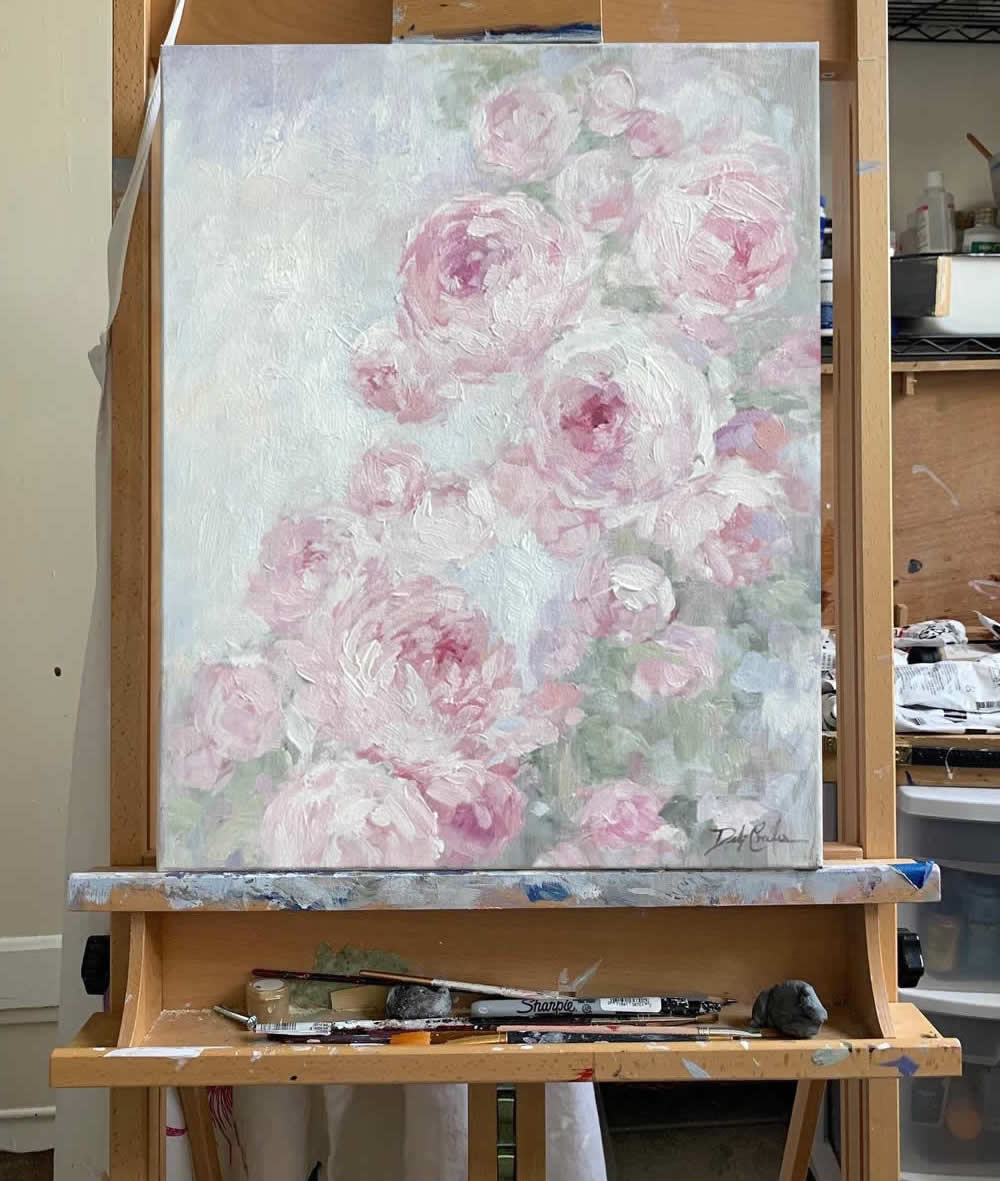 original pink peony painting by debi coules