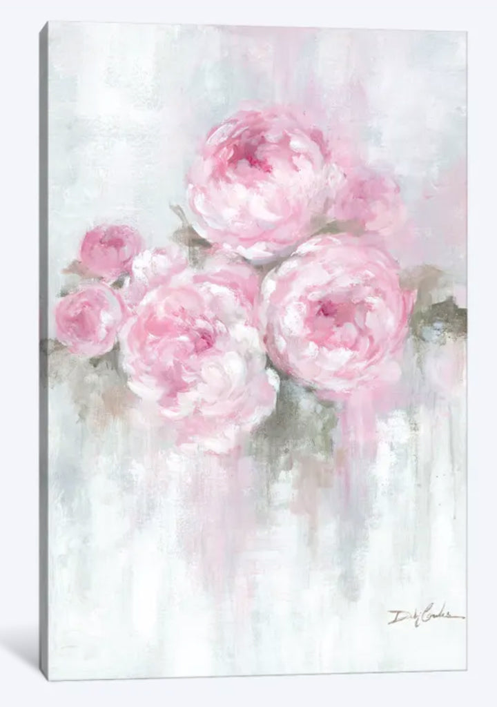 "Pink Peonies" - Shabby-chic Artwork by Debi Coules
