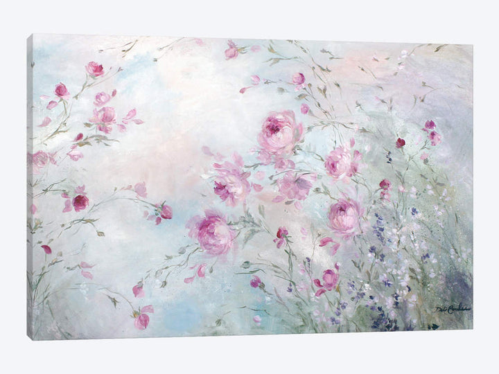 Canvas print of pink roses on a soft pastel background