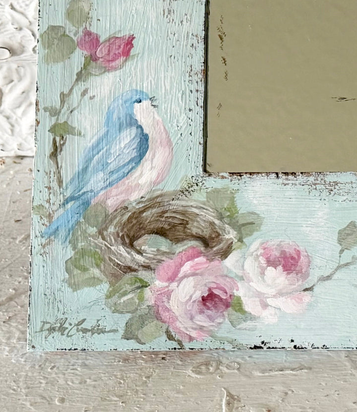 Vintage Bluebird &amp; Roses Shabby Chic Mirror