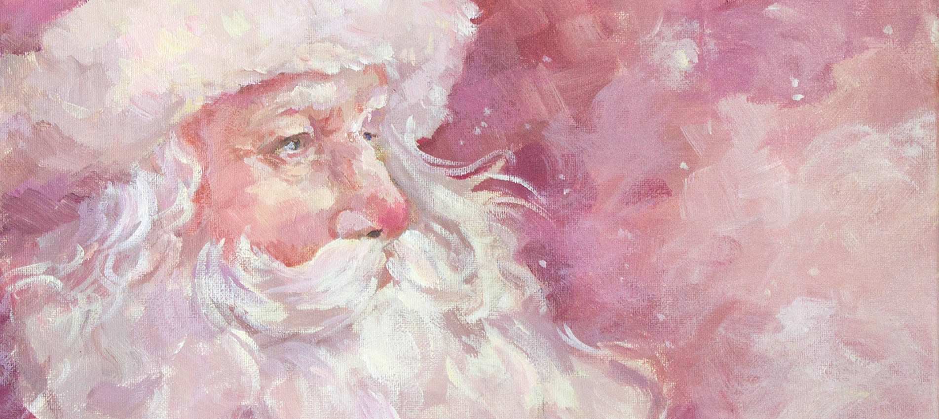 Pink Santa Painting for a Shabby Chic Pink Christmas Decor