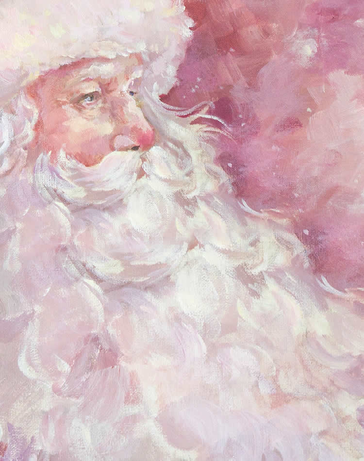 Pink Santa Painting for a Shabby Chic Pink Christmas Decor