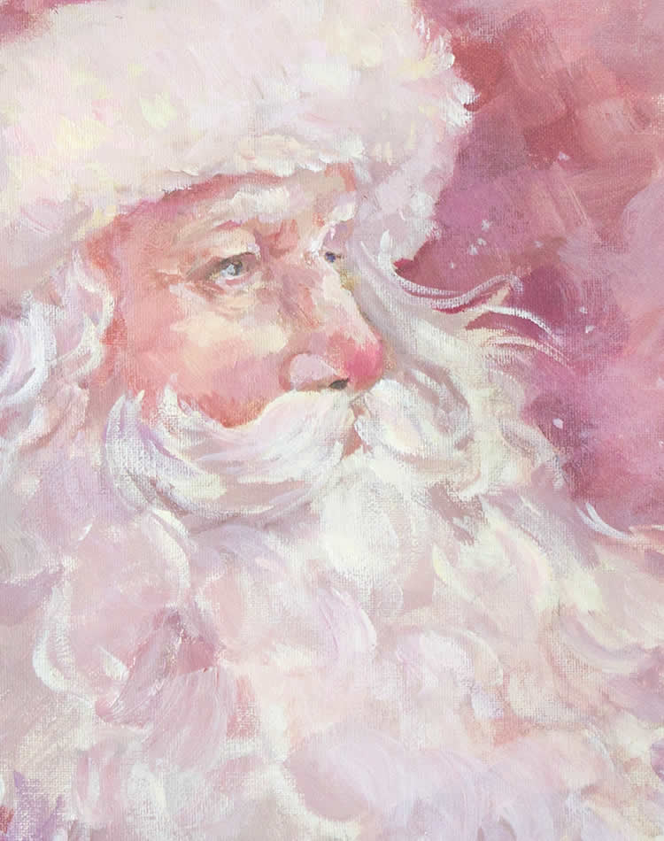 Pink Santa Original Christmas Painting by Debi Coules