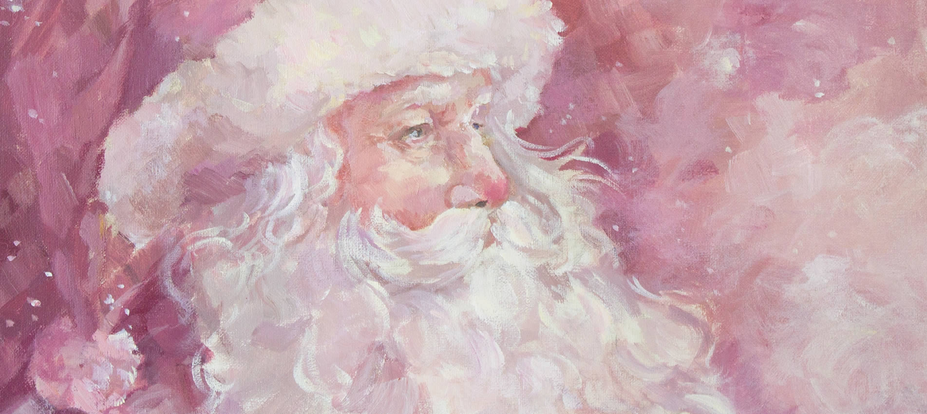 Pink Santa Original Christmas Painting by Debi Coules