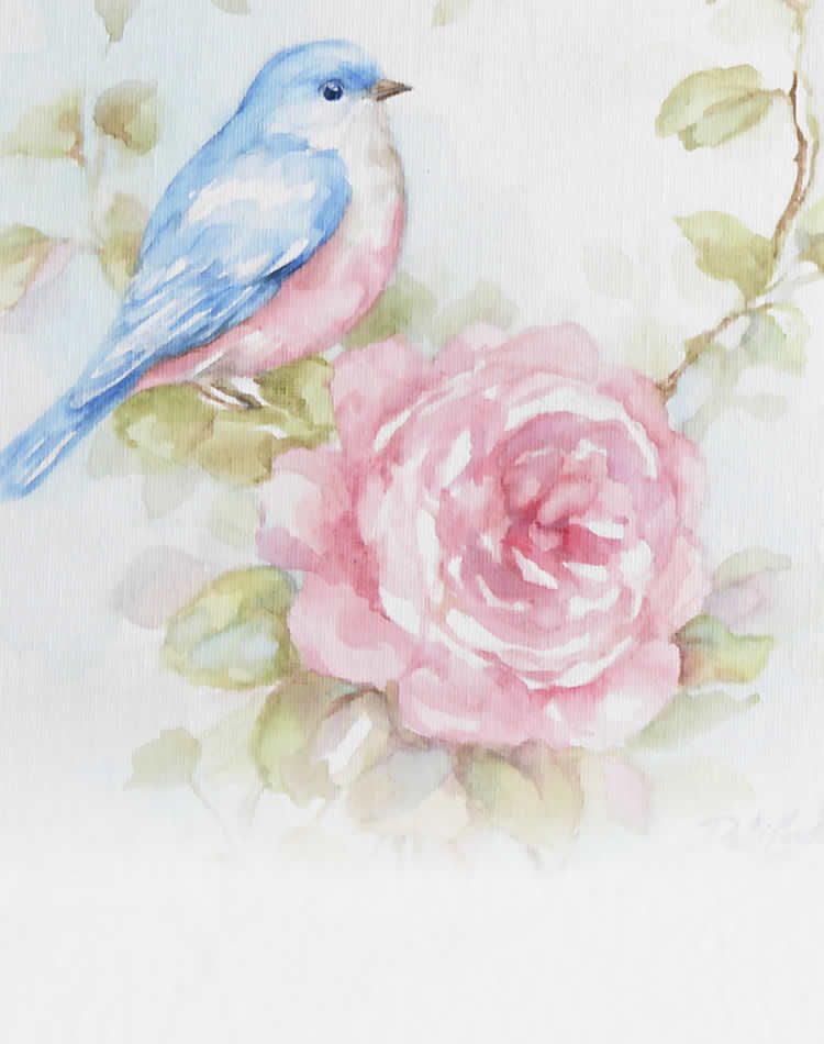 watercolor bluebird painting celebrating the debi coules spring sales event